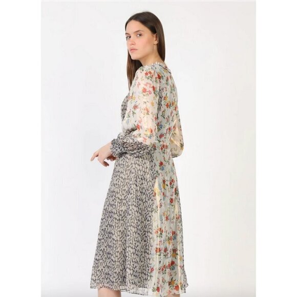 💕CURRENT AIR💕 Floral Combo Mixed Print Shine Midi Dress ~ Medium M NWT - Picture 6 of 16